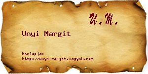 Unyi Margit névjegykártya
